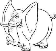 dessin animé éléphant personnage animal comique page de livre de coloriage vecteur