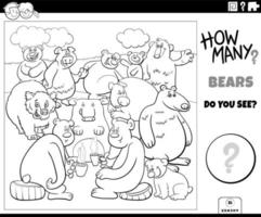 comptage des ours de dessin animé tâche éducative page de livre de coloriage vecteur