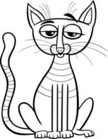 dessin animé chat tigré personnage animal page de livre de coloriage vecteur