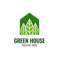 concept de logo de maison de ferme ou de maison de jardin avec illustration d'icône d'arbre et de feuilles