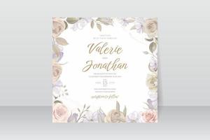 modèle d'invitation de mariage avec un design de fleur rose vecteur