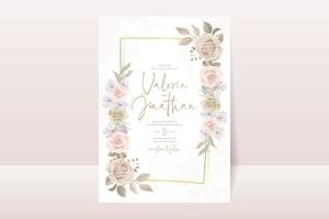 modèle d'invitation de mariage avec un design de fleur rose vecteur