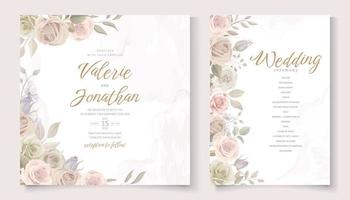 modèle d'invitation de mariage avec un design de fleur rose vecteur