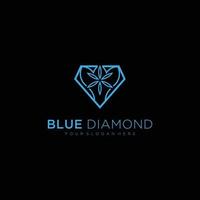 diamant bleu, création de logo icône vecteur fleur