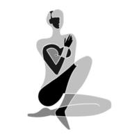 illustration noir et blanc de la silhouette nue du corps de la femme vecteur