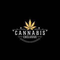 création de logo doré exclusif et de luxe au cannabis vecteur