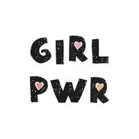 girl power - affiche de pépinière amusante dessinée à la main avec lettrage vecteur