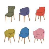 ensemble coloré d'illustrations de fauteuils confortables modernes vecteur