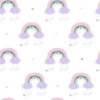 motif blanc avec des arcs-en-ciel violets roses le ciel dans les coeurs pastel. textiles pour enfants. Joyeuse saint Valentin. papier de scrapbooking numérique pour les enfants. vecteur