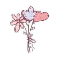 dessin animé de bouquet simple romantique de fleurs. concept de design vectoriel pour la saint valentin