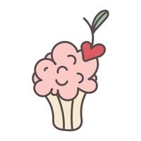 cupcake stiker avec coeur pour la conception de la saint-valentin. vecteur