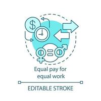 salaire égal pour l'icône de concept de travail égal. illustration de la ligne mince de l'idée de protection des droits du travail. discrimination salariale fondée sur le sexe. inégalités salariales au travail. dessin de contour isolé de vecteur. trait modifiable vecteur