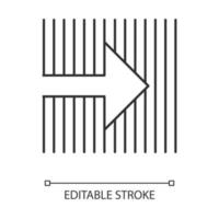 flèche sur l'icône linéaire de fond rayé. flèche pointant vers la bonne direction. mouvement. pointeur de navigation, panneau. illustration de la ligne mince. symbole de contour. dessin de contour isolé de vecteur. trait modifiable vecteur