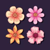 quatre fleurs aquarelles vecteur