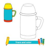 trace et couleur pour les enfants, vecteur thermos