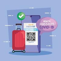 passeport santé covid19 et valise vecteur