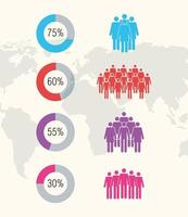 huit icônes infographiques de la population vecteur