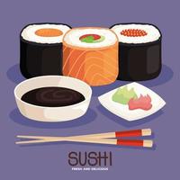 sushis en sauce vecteur