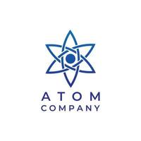 création de logo de ligne d'atome bleu vecteur