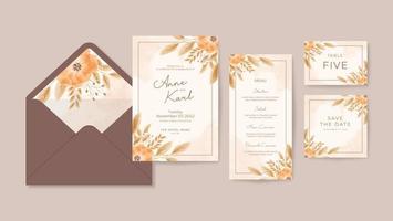 modèle d'invitation de mariage aquarelle florale boho vecteur