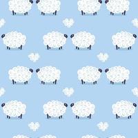 mouton mignon vecteur transparente motif enfants doux rêves illustration sur fond bleu. fond de douche de bébé. enfant dessinant des moutons blancs de style plat. conception d'enfants pour le tissu