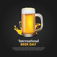 design plat de la journée internationale de la bière avec des verres à bière réalistes. illustration vectorielle de conception élégante journée internationale de la bière vecteur