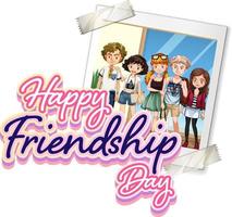 logo de la journée de l'amitié heureuse avec une photo d'adolescents