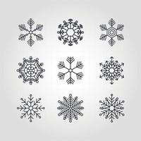 hiver flocon de neige ensemble de noir isolé neuf icône silhouette vecteur illustration design