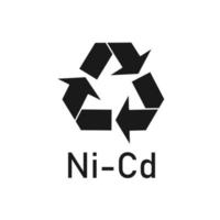 recycler la batterie ni-cd, illustration vectorielle, signe. vecteur