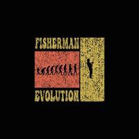 conception de t-shirt évolution pêcheur vecteur
