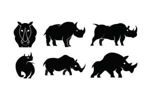 illustration de silhouette vecteur rhinocéros isolée. silhouette de rhinocéros. animal d'afrique.