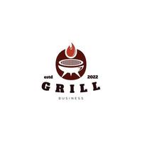 inspiration de conception de logo icône grill vecteur