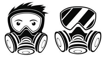radioactivité avec masque à gaz, pollution et danger, grunge de masque à gaz. signe radioactif. danger radioactif. vecteur