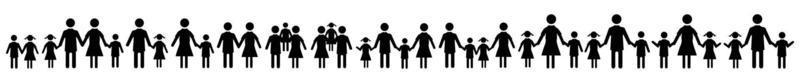 famille de jeux d'icônes. femme, homme, partenaire, enfants, fils, fille.jeu d'icônes familiales plates. vecteur