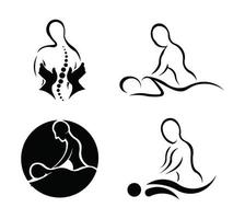 logo de massage, massage du dos dans le concept de physiothérapie de salon de beauté vecteur