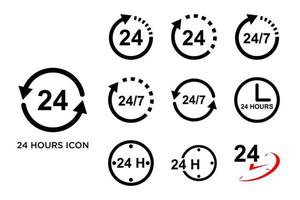 modèle de conception de vecteur de jeu d'icônes 24 heures sur 24
