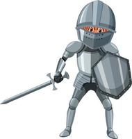 chevalier médiéval en costume d'armure isolé vecteur