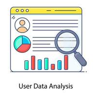 vecteur de contour plat d'analyse de données dénotant, évaluant et recherchant des données
