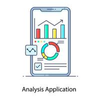 icône de concept de contour plat d'application d'analyse, identifier l'exposition au logiciel vecteur