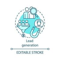 icône de concept bleu de génération de leads. illustration de la ligne mince de l'idée des avantages du marketing numérique. La publicité. construction de liste. processus d'attraction des clients. dessin de contour isolé de vecteur. trait modifiable vecteur