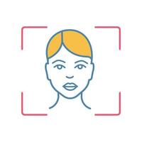 icône de couleur du système de reconnaissance faciale. logiciel de numérisation d'identité faciale. tête humaine. vérification d'identité biométrique. illustration vectorielle isolée vecteur