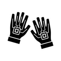 icône de glyphe de gants vr. symbole de la silhouette. gants haptiques et câblés. gants de données, cybergants. espace négatif. illustration vectorielle isolée vecteur