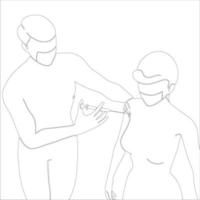 illustration de contour de caractère de vaccination sur fond blanc. vecteur