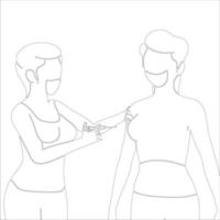 illustration de contour de caractère de vaccination sur fond blanc. vecteur