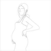 illustration de contour de personnage de femme enceinte sur fond blanc. vecteur