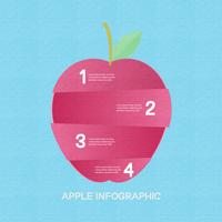 Création infographique création de morceaux de pomme rouge sur fond bleu. vecteur