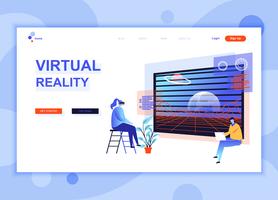 Concept de modèle de conception de page Web plat moderne de réalité augmentée virtuelle décoré le caractère de personnes pour le développement de site Web et site Web mobile. Modèle de page d&#39;atterrissage plat. Illustration vectorielle vecteur