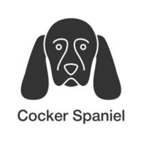 icône de glyphe de cocker spaniel. race de chien de chasse. symbole de la silhouette. espace négatif. illustration vectorielle isolée vecteur