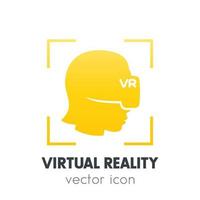 icône de réalité virtuelle sur blanc, fille dans un casque vr, illustration vectorielle vecteur
