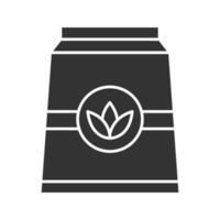 icône de glyphe de paquet de papier de thé. symbole de la silhouette. espace négatif. illustration vectorielle isolée vecteur